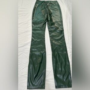 NWT SBETRO Faux Leather High-Waisted Straight-Leg Pants Size Large green [k-47]